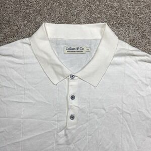 Collars & Co Polo Shirt‎ Men's 2XL XXL White Maranello Button Cotton Silk Blend